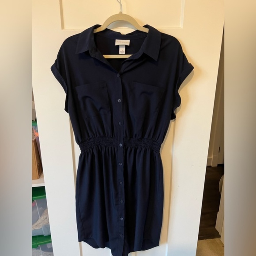 Pure Energy Size X Navy Blue Button Down Shirt Dress